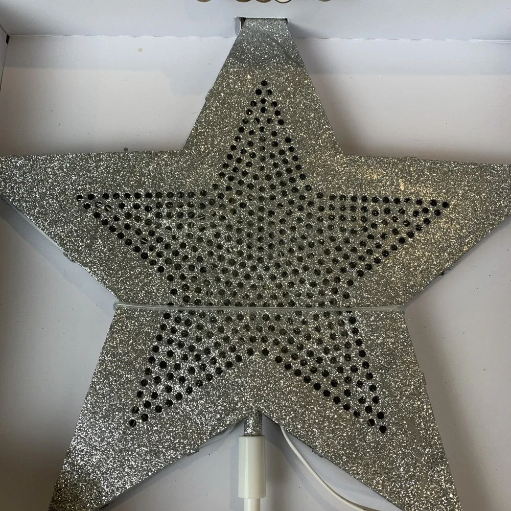 LED Lit Silver Tree Topper 90 LED Remote Control Christmas NIP Wondershop Indoor